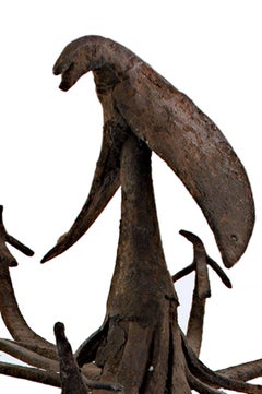 "Nigeria-Yoruba Medicine Staff, " Hand Forged Iron created c. 1900