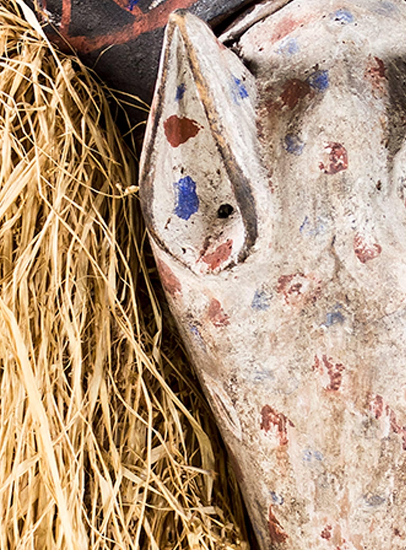 Masque cérémoniel Yaka---Zaire, masque en bois, fibres et peinture  en vente 2