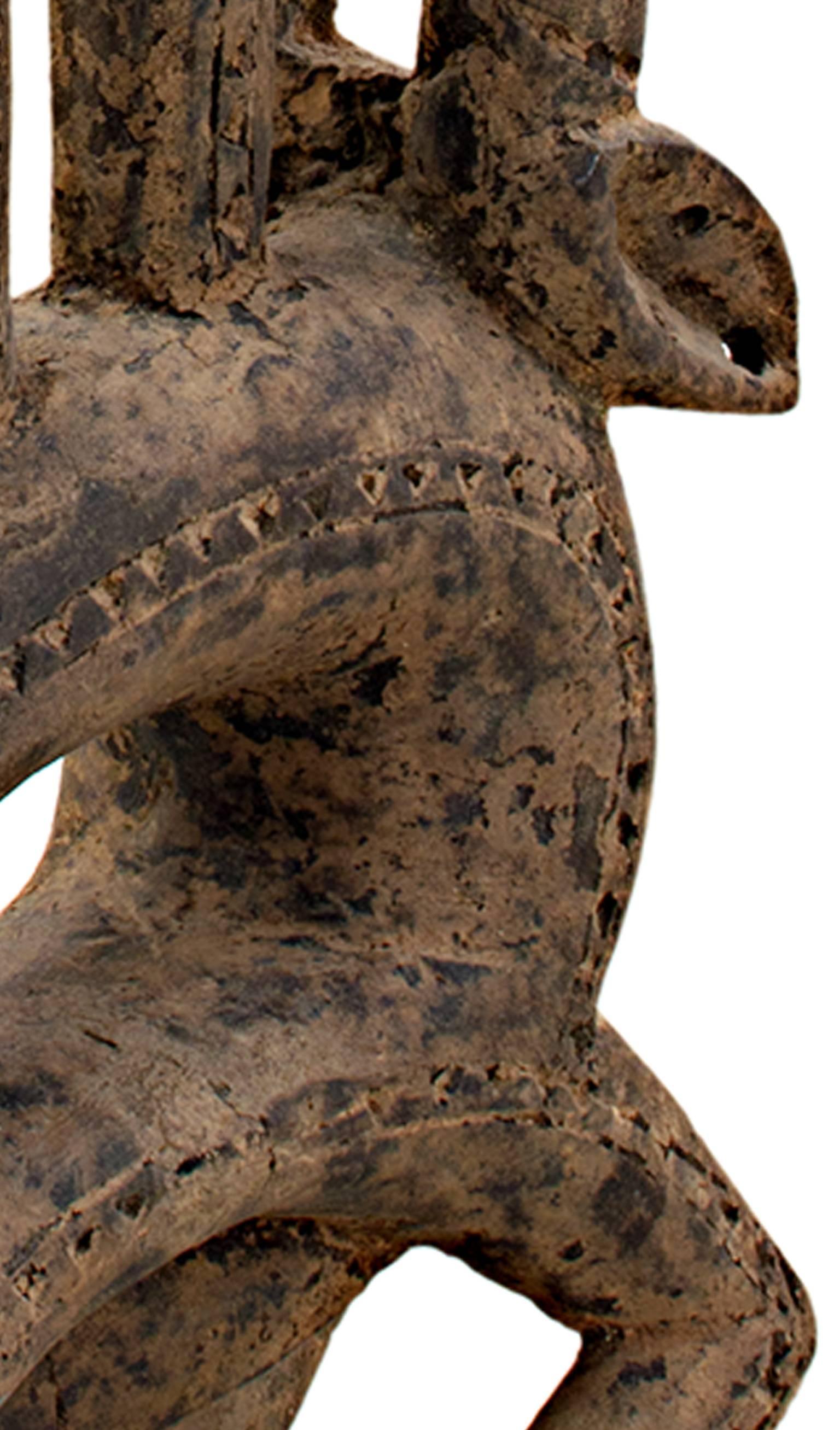 Paire de coiffeuses d'anteslopes Bambara, masculines et féminines, bois sculpté en vente 3
