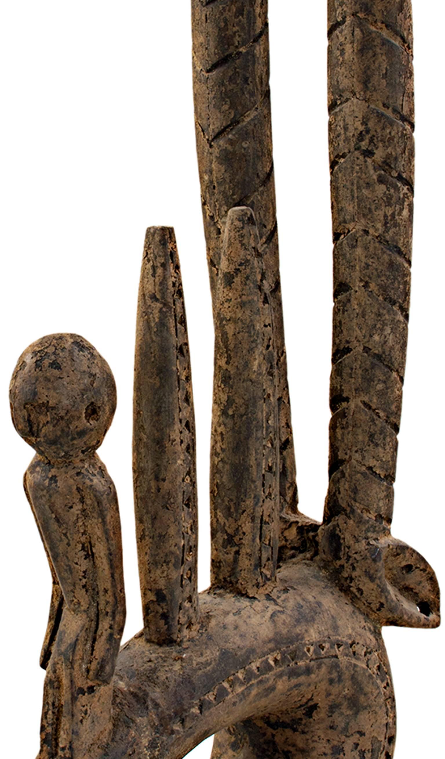 Paire de coiffeuses d'anteslopes Bambara, masculines et féminines, bois sculpté en vente 1