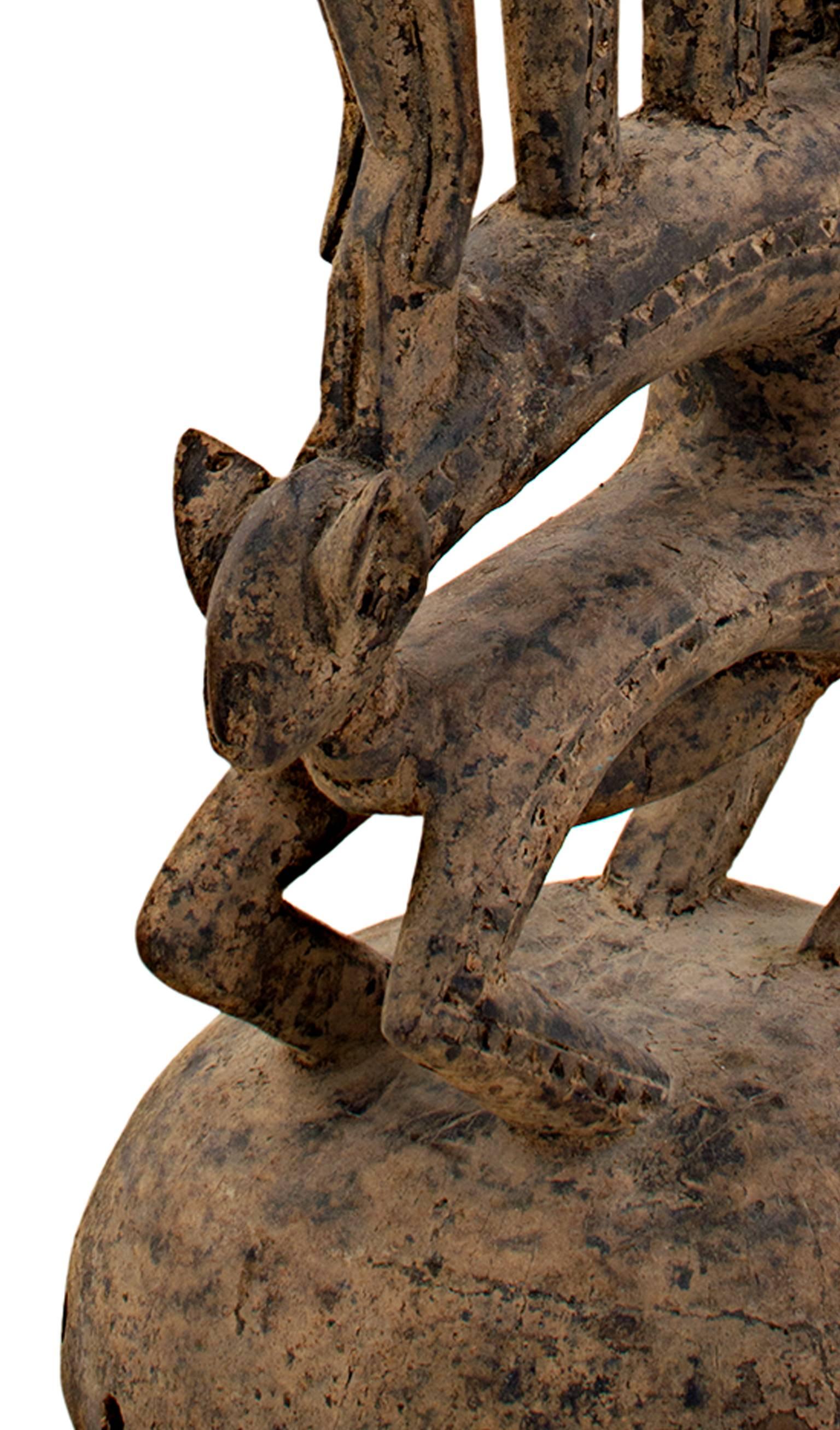 Paire de coiffeuses d'anteslopes Bambara, masculines et féminines, bois sculpté en vente 2