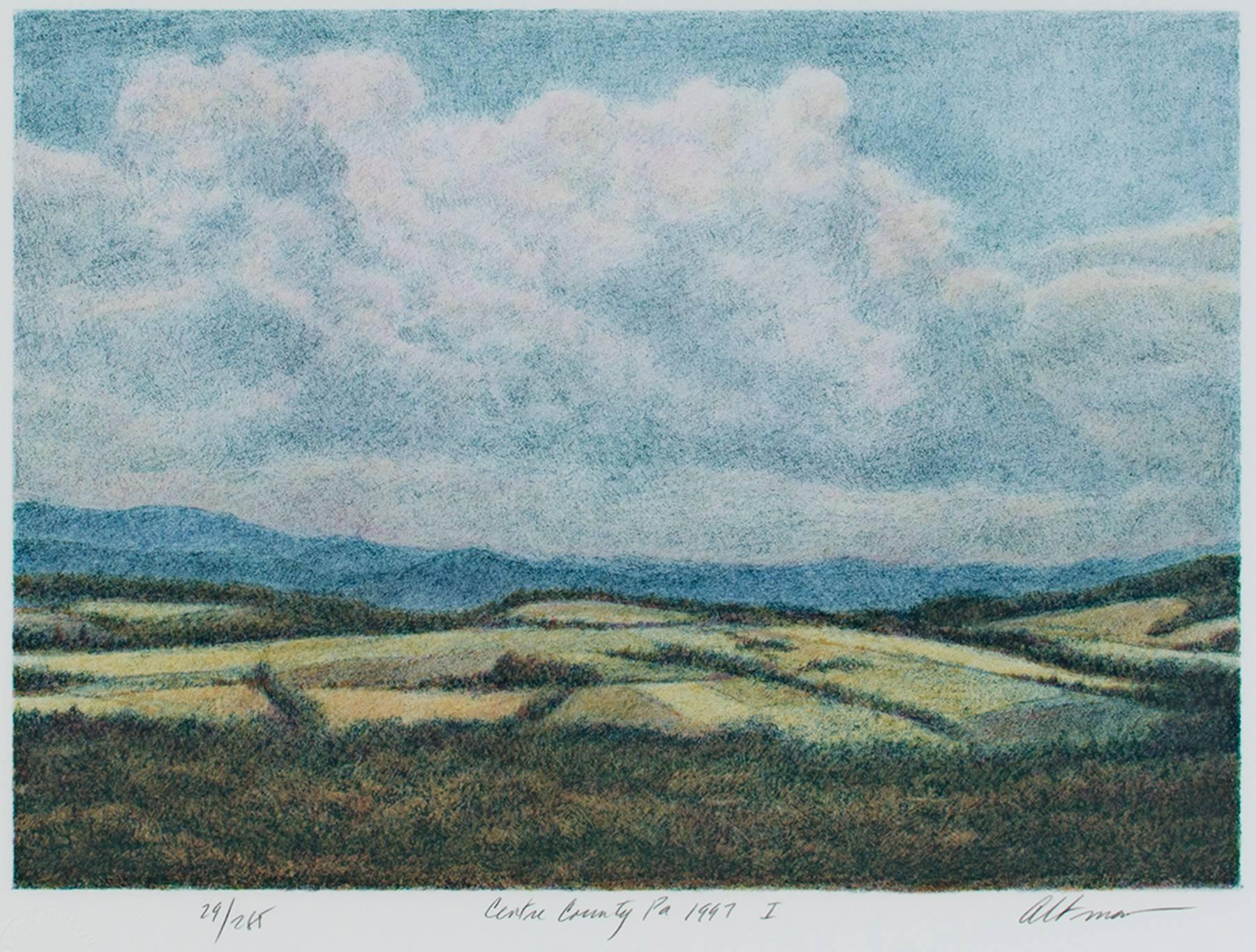 Harold Altman Landscape Print -  Contemporary color lithograph landscape field grass outdoor scene signed