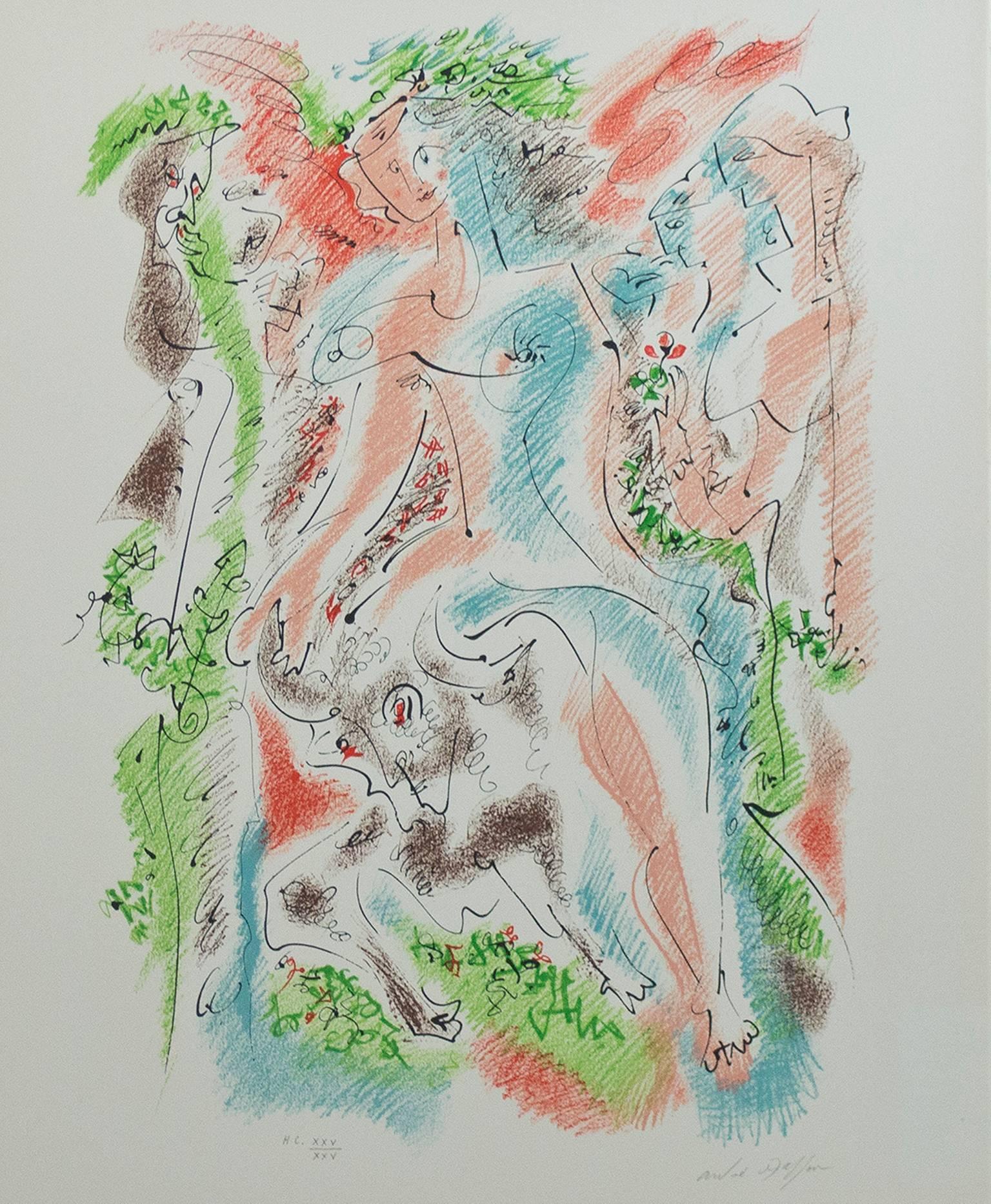 André Masson Figurative Print - "Bacchanale from Je Reve (I Dream) Portfolio, " Original Color Lithograph