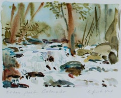 "Estes Park, Colorado, " Watercolor River Landscape signed by Craig Lueck