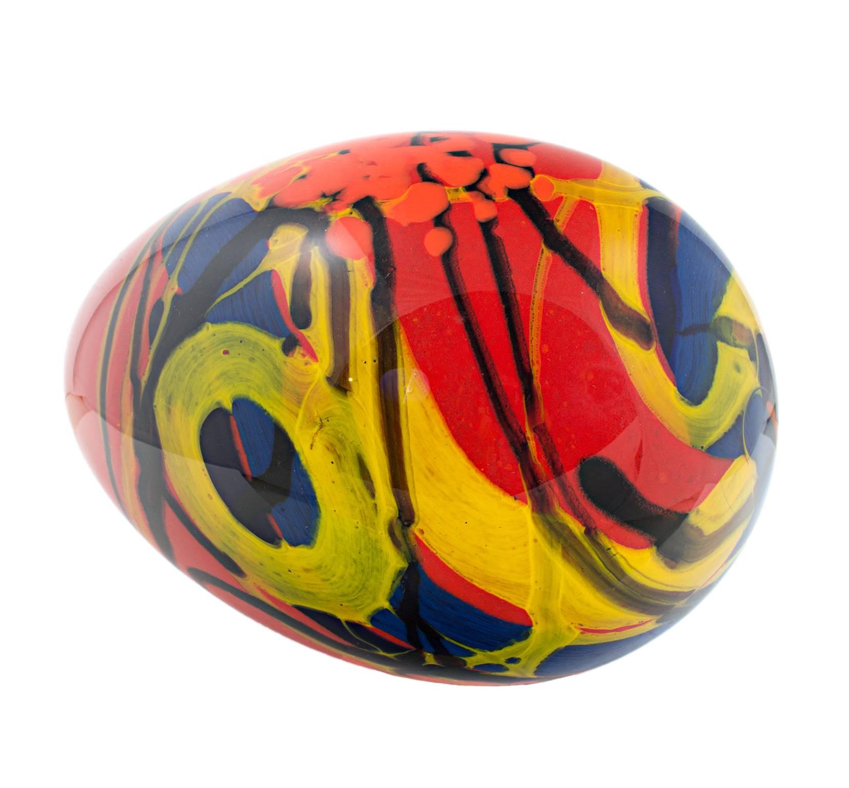 "Red Egg, " Hand Blow Glass signed by Ioan Nemtoi 