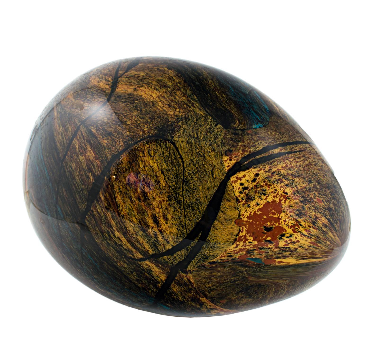 "Brown Egg, " Hand Blown Glass signed by Ioan Nemtoi