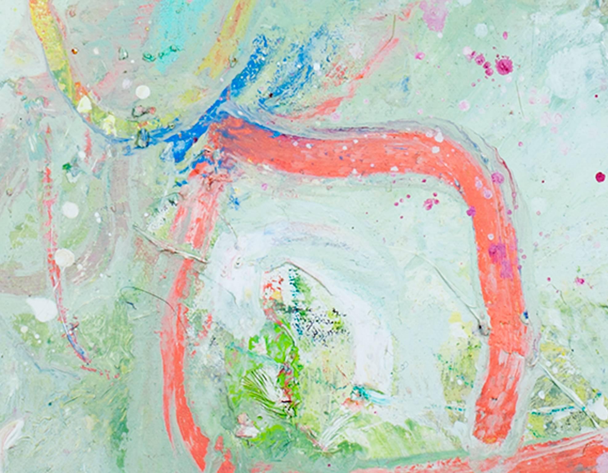 colorata pittura ad olio astratta contemporanea espressionista impegnata firmata - Abstract Painting Grigio di Alayna Rose