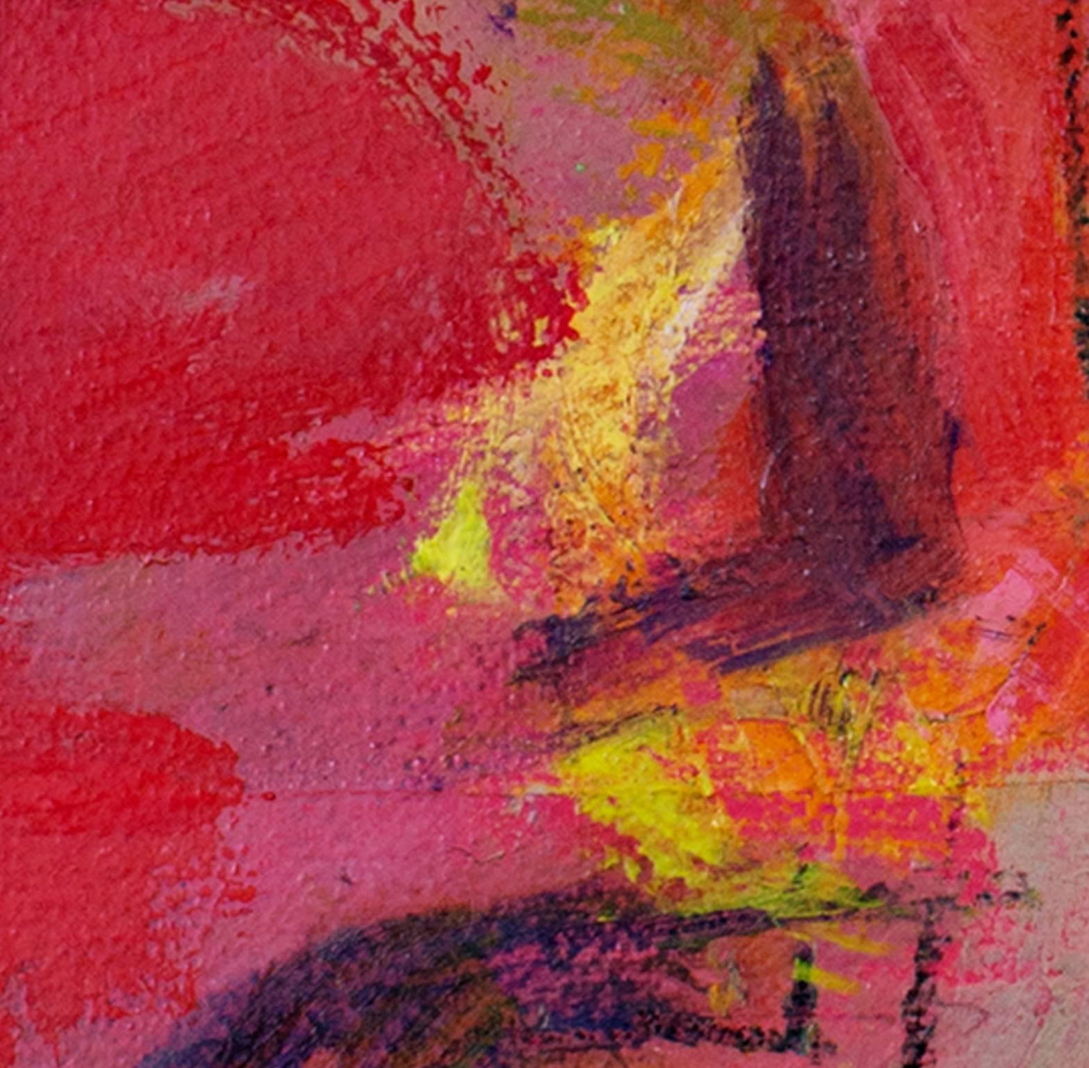 colorata pittura ad olio astratta contemporanea espressionista impegnata firmata - Painting Astratto di Alayna Rose