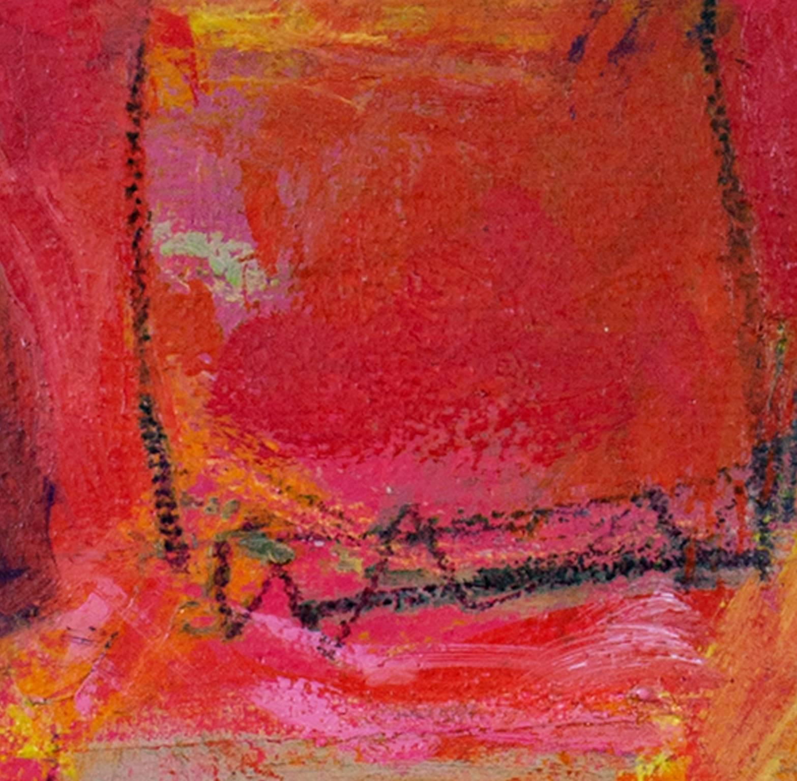 colorata pittura ad olio astratta contemporanea espressionista impegnata firmata - Painting di Alayna Rose