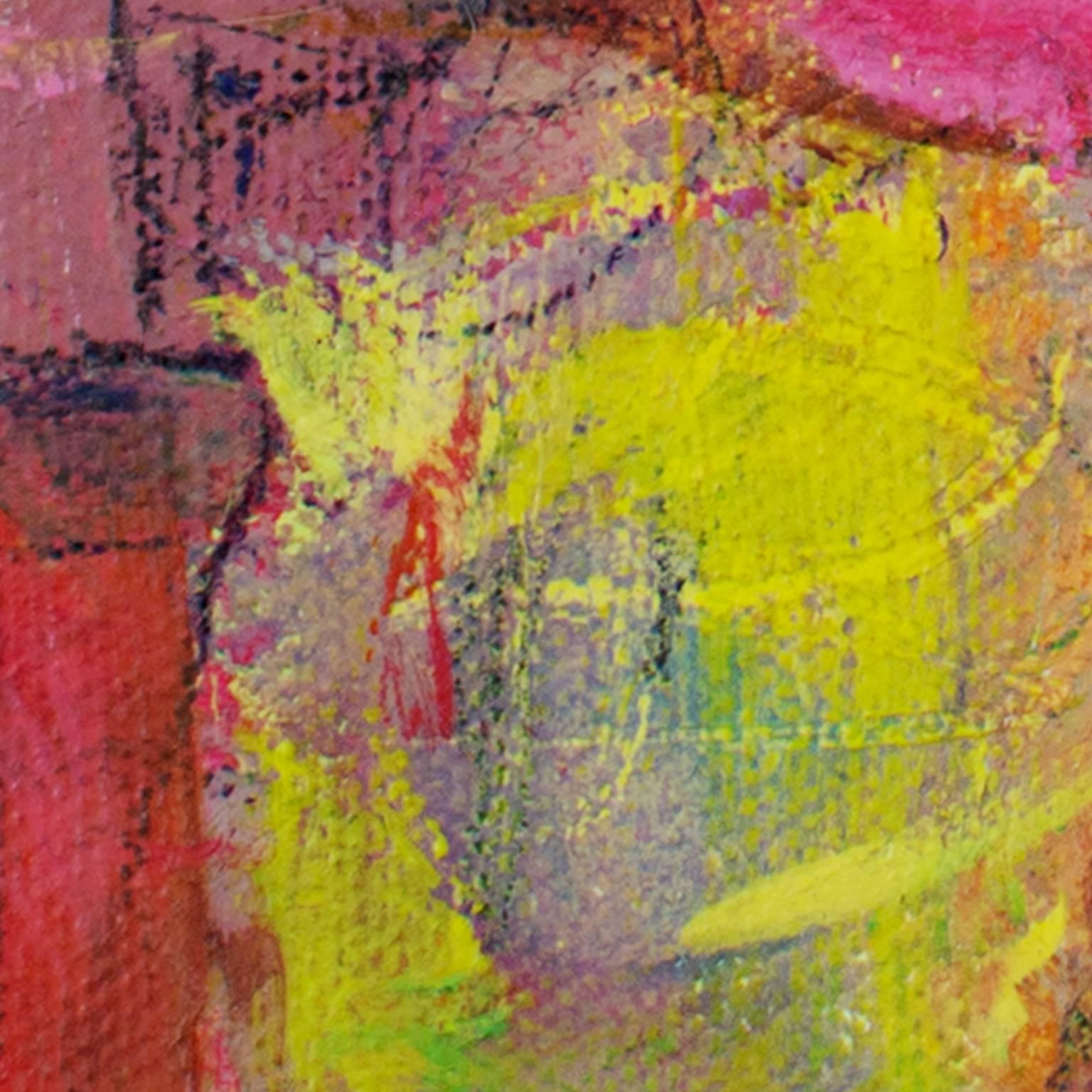 colorata pittura ad olio astratta contemporanea espressionista impegnata firmata in vendita 1