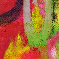 bunte zeitgenössische abstrakte Ölgemälde Expressionist beschäftigt unterzeichnet