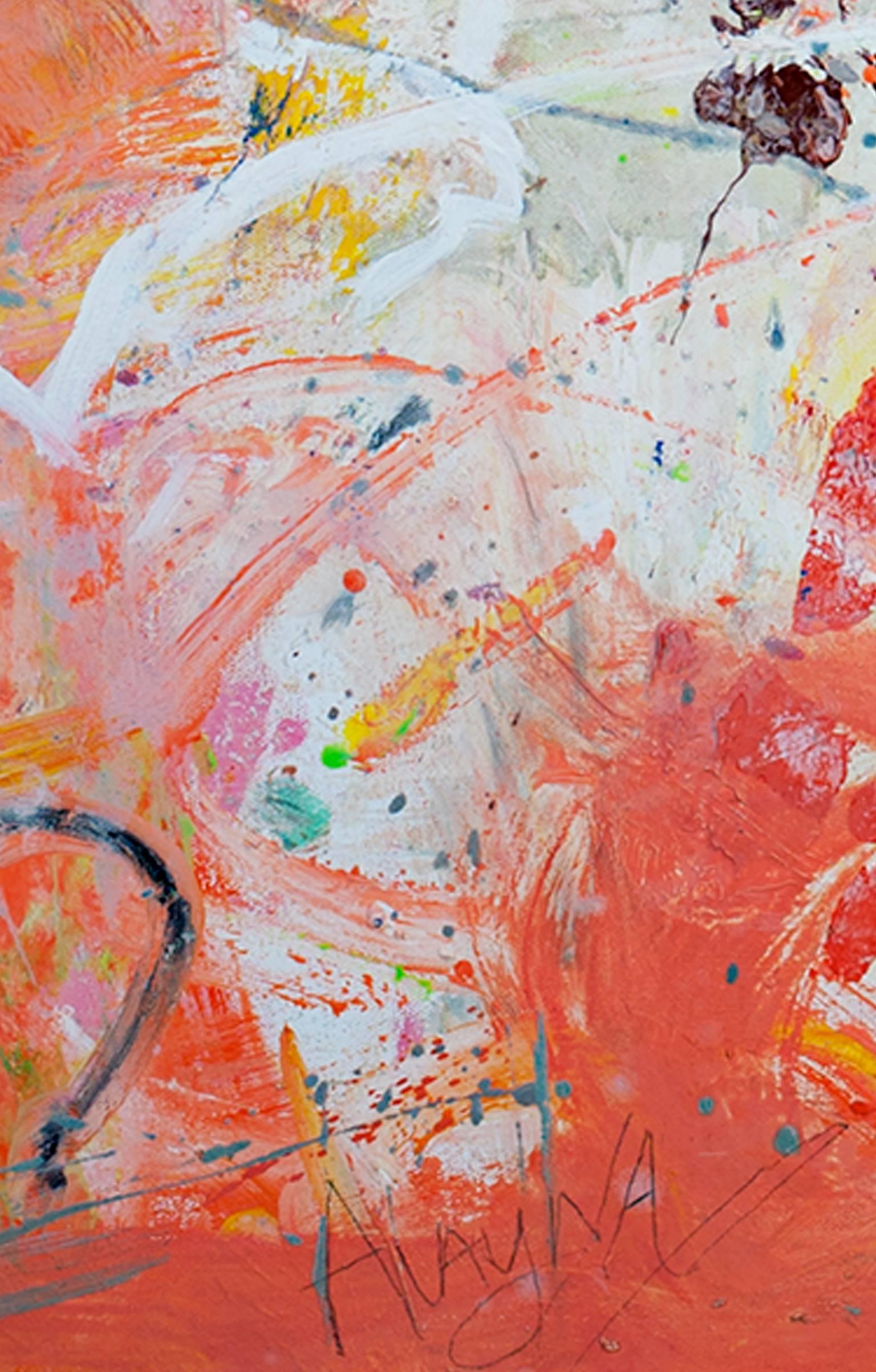 colorata pittura ad olio astratta contemporanea espressionista impegnata firmata - Painting di Alayna Rose