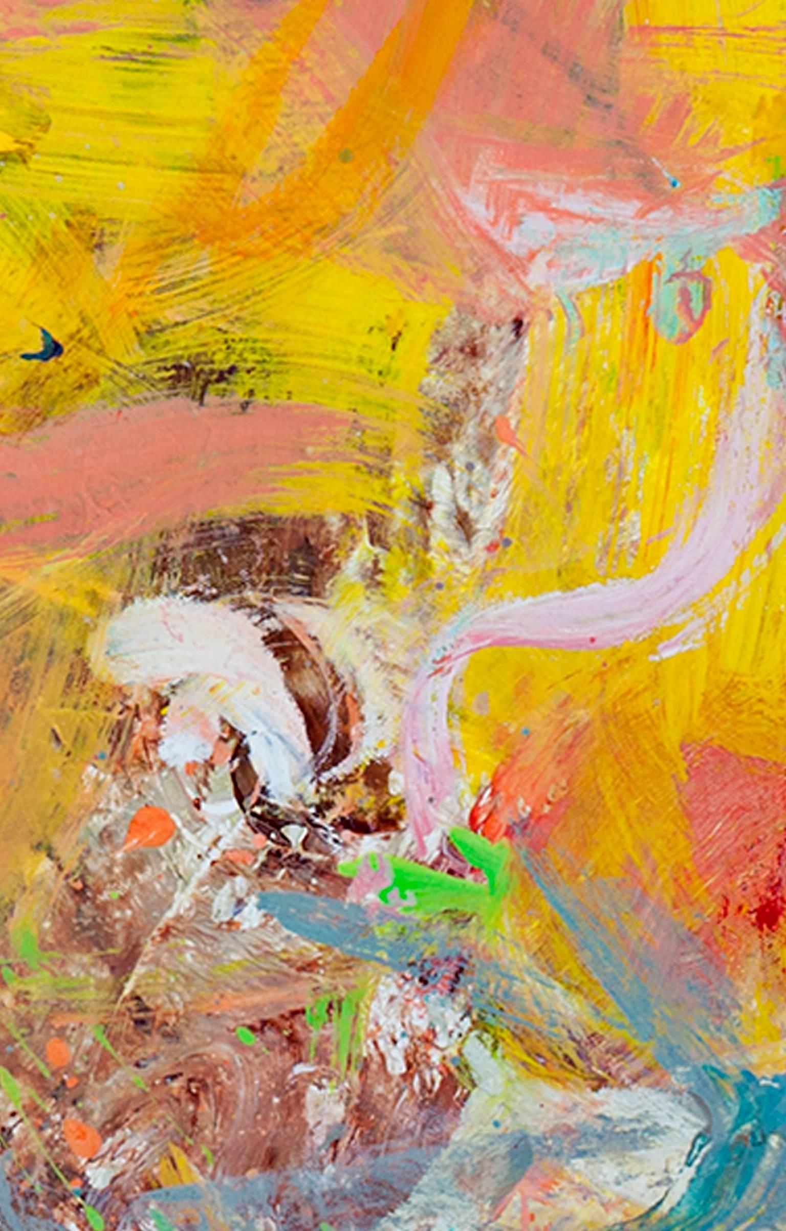 colorata pittura ad olio astratta contemporanea espressionista impegnata firmata - Painting Astratto di Alayna Rose