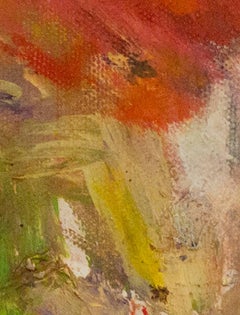 peinture à l'huile abstraite contemporaine colorée expressionniste occupée signée