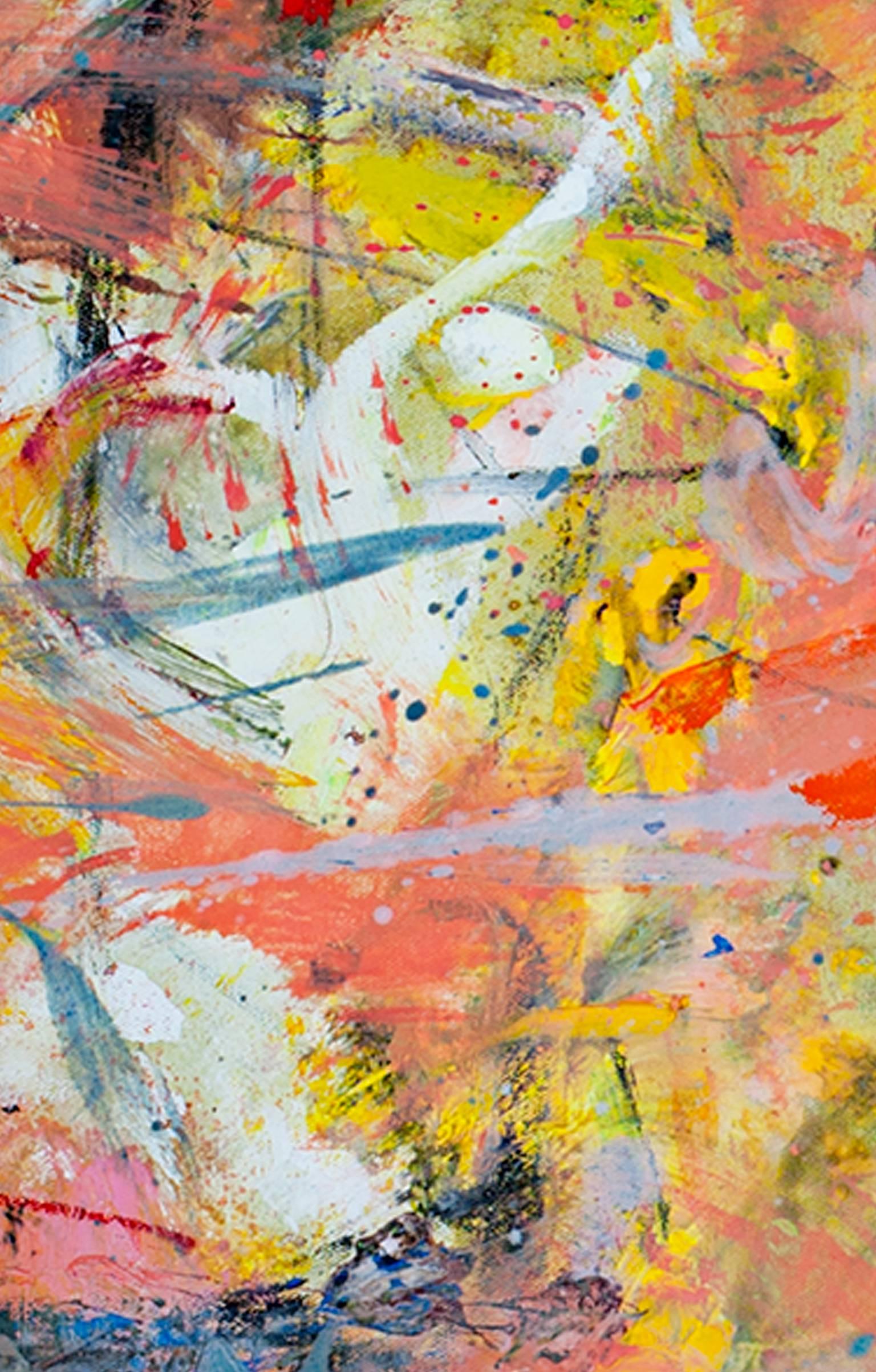 colorata pittura ad olio astratta contemporanea espressionista impegnata firmata - Abstract Painting Marrone di Alayna Rose