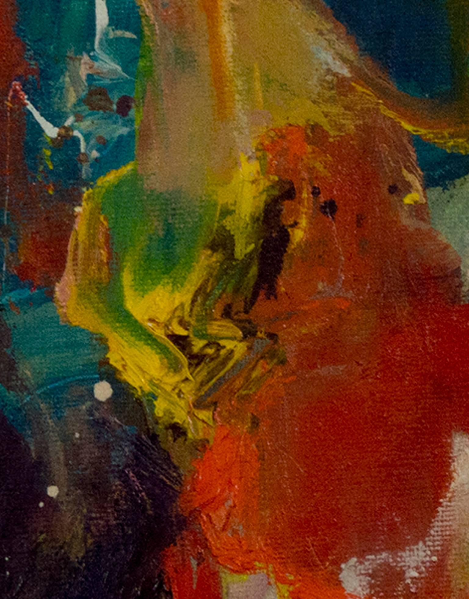 « Gypsy Wind I », huile sur toile abstraite colorée signée par Alayna Rose en vente 4