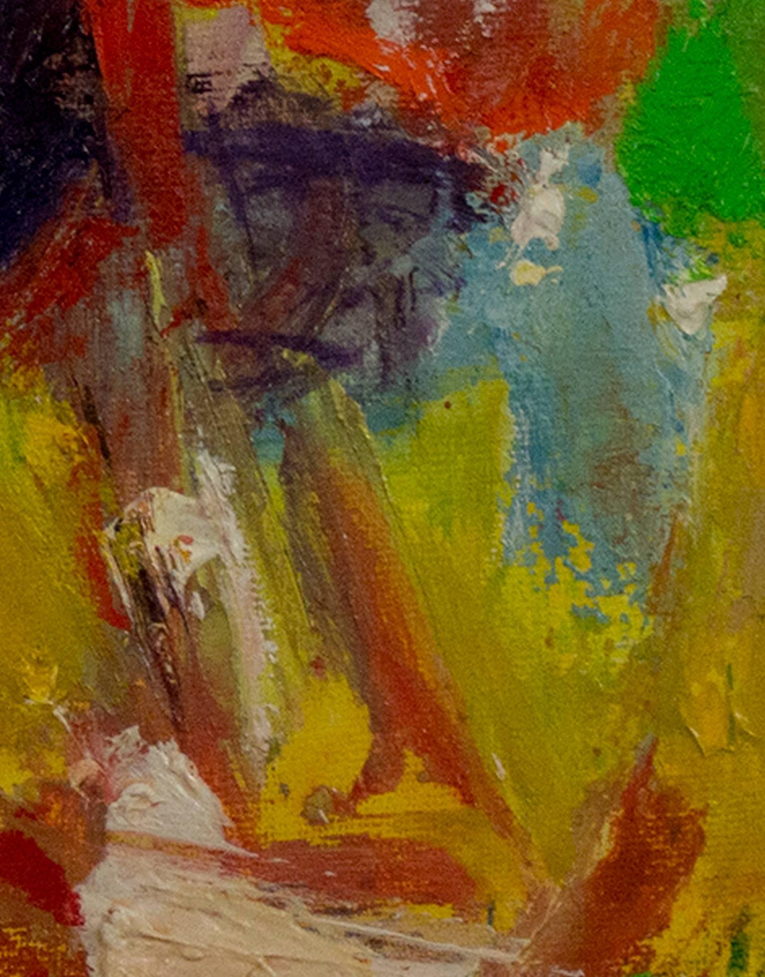 colorata pittura ad olio astratta contemporanea espressionista impegnata firmata - Abstract Painting Nero di Alayna Rose