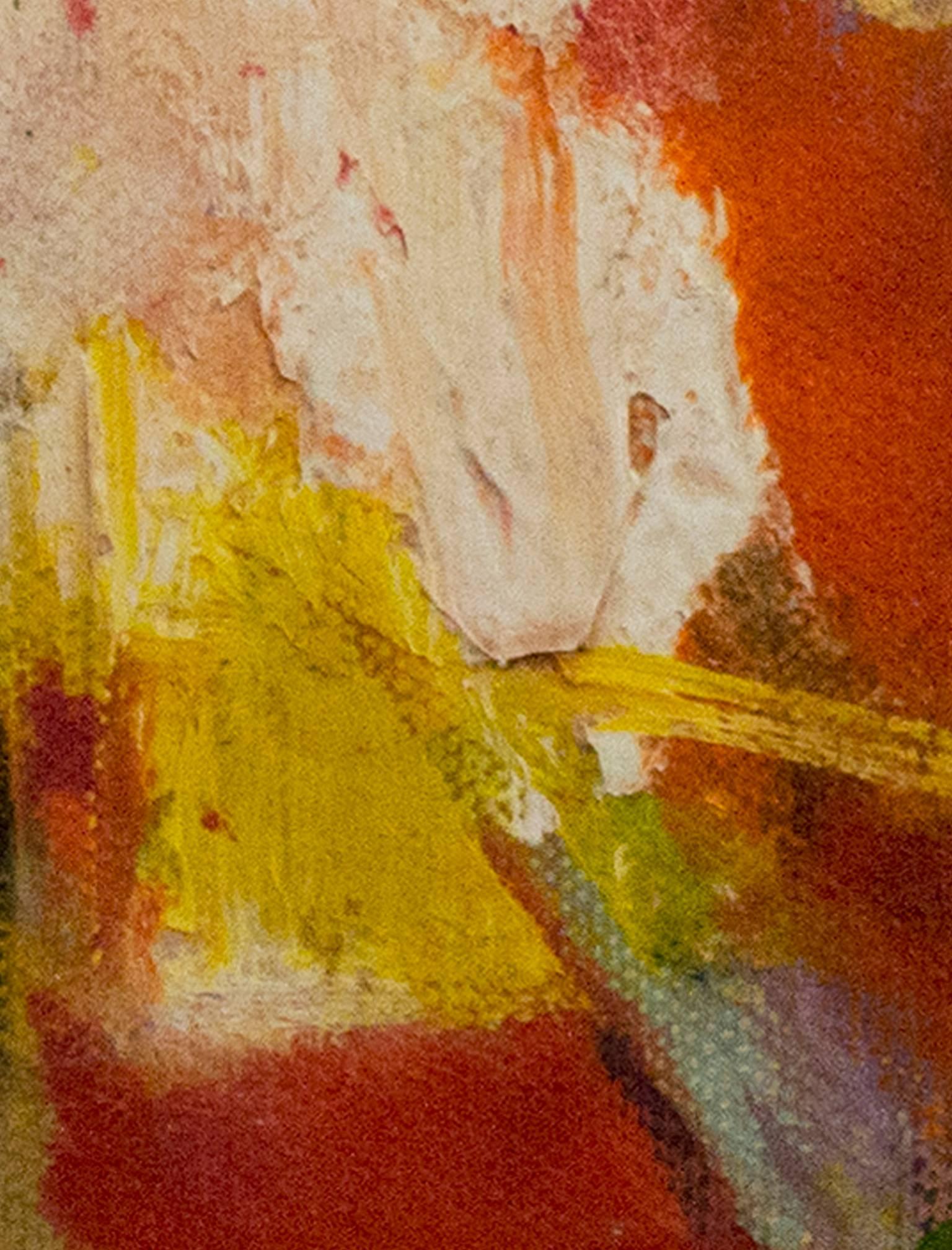 colorata pittura ad olio astratta contemporanea espressionista impegnata firmata - Abstract Painting Marrone di Alayna Rose