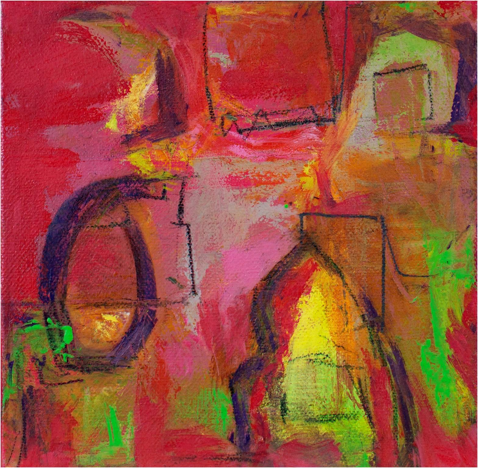 Abstract Painting di Alayna Rose - colorata pittura ad olio astratta contemporanea espressionista impegnata firmata