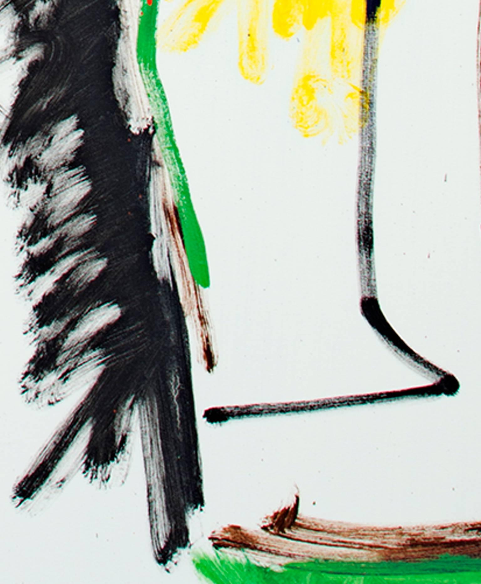 Grande peinture de portrait de femme abstraite moderne des années 1990, signée - Painting de Matthew Schaefer