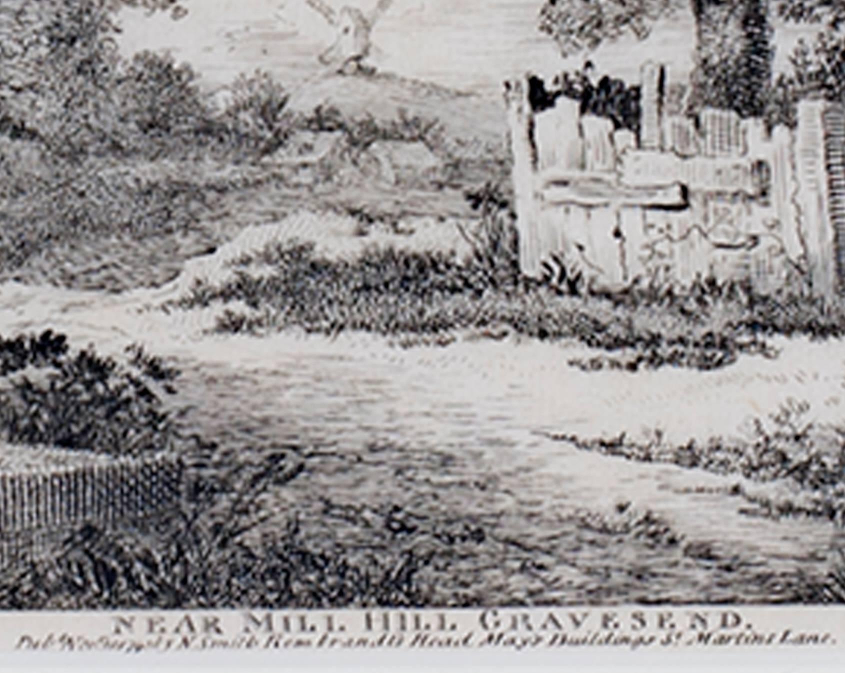 « Près de Mill Hill, Gravesend », paysage à l'eau-forte original de John Thomas Smith en vente 2