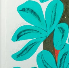 "Hill of Palms, " Tropical Color Woodcut signed by Carol Summer