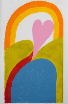 "Heartrise, " Colorful Woodcut signed by Carol Summers