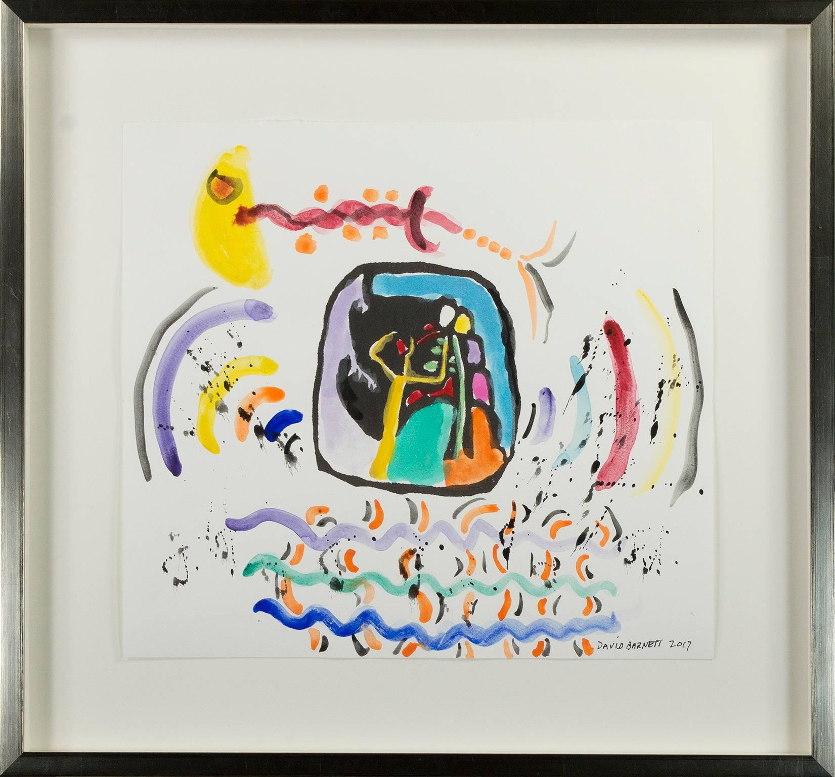 „Sound“, Mixed Media-Holzschnitt- Homage an Kandinsky, signiert von David Barnett im Angebot 2