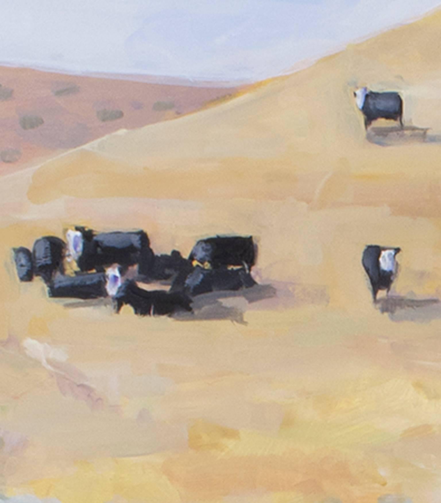 „Sheridan Herd“, Öl auf Masonit-Landschaft, signiert von Heather Foster im Angebot 5