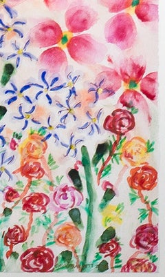 Contemporary expressionist watercolor mixed media flowers da vinci colorful