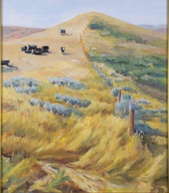 "Sheridan Herd," Oil on Masonite Landscape signed by Heather Foster