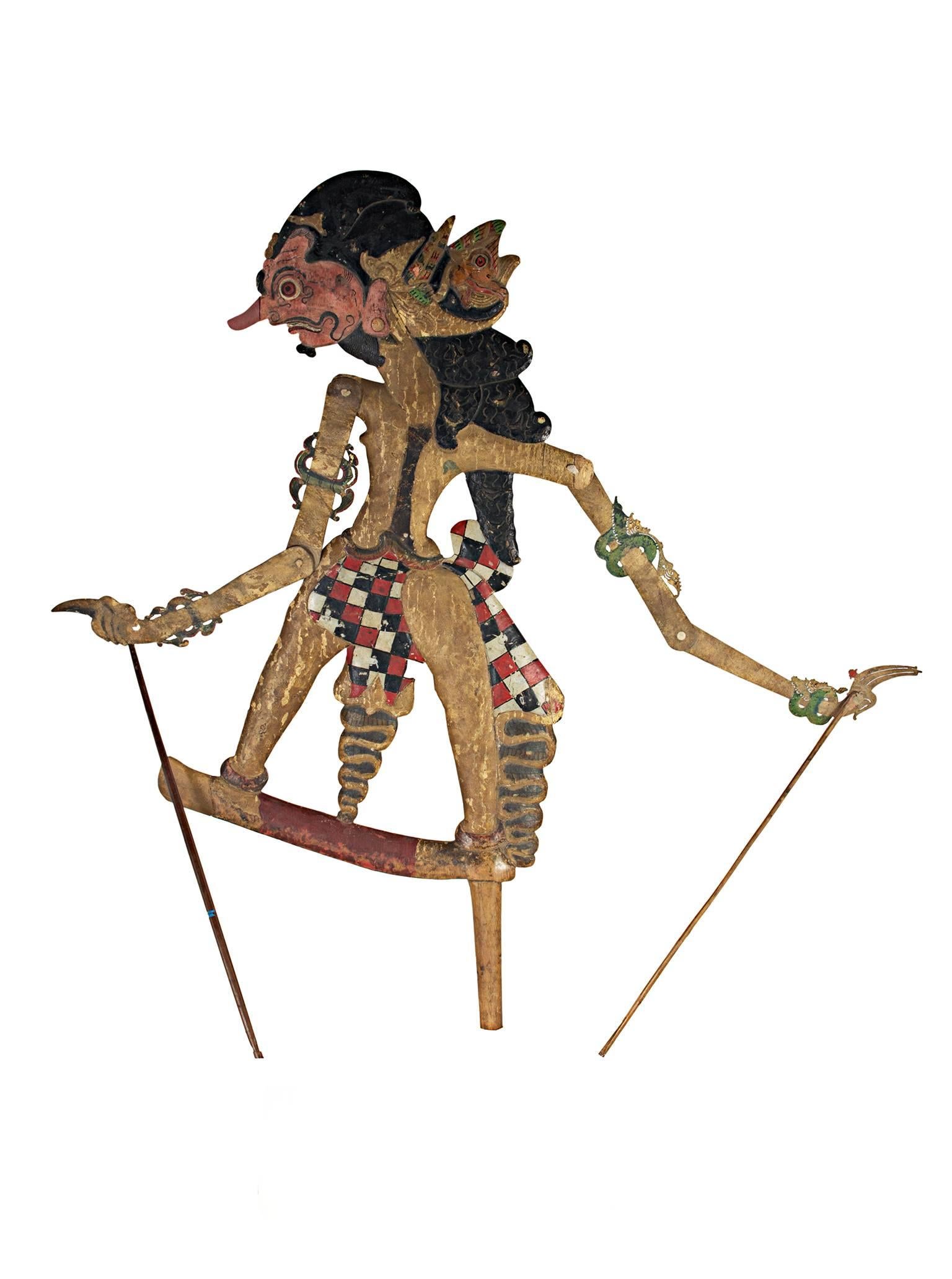 "Shadow Puppet (flat) Wayang Klitik," Leather & Wood created in Indonesia 