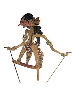 Antique "Shadow Puppet (flat) Wayang Klitik, " Leather & Wood created in Indonesia 