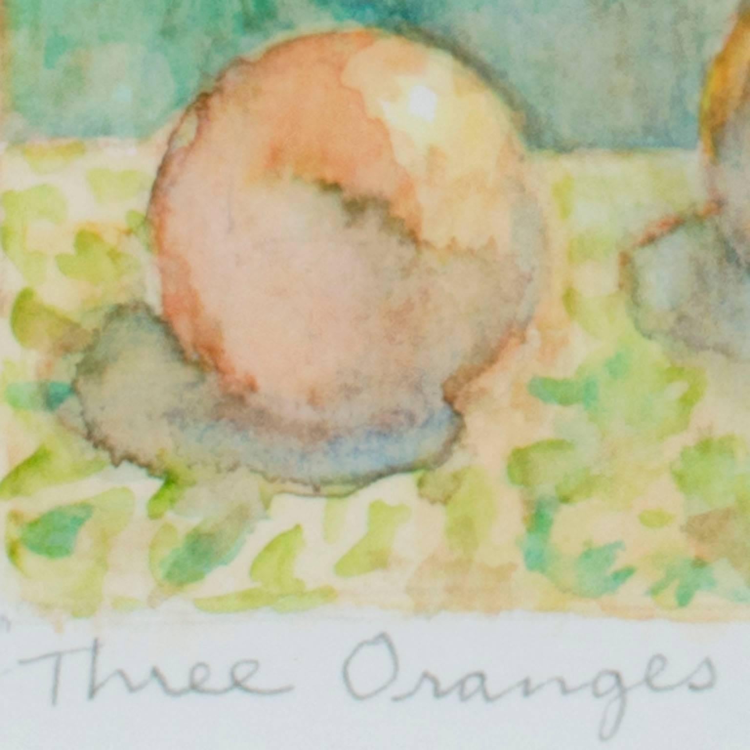 „Drei Oranges“, Aquarell-Stillleben, signiert von Michael Boyle im Angebot 2