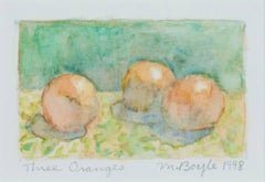 "Three Oranges," Watercolor Still Life signed by Michael Boyle