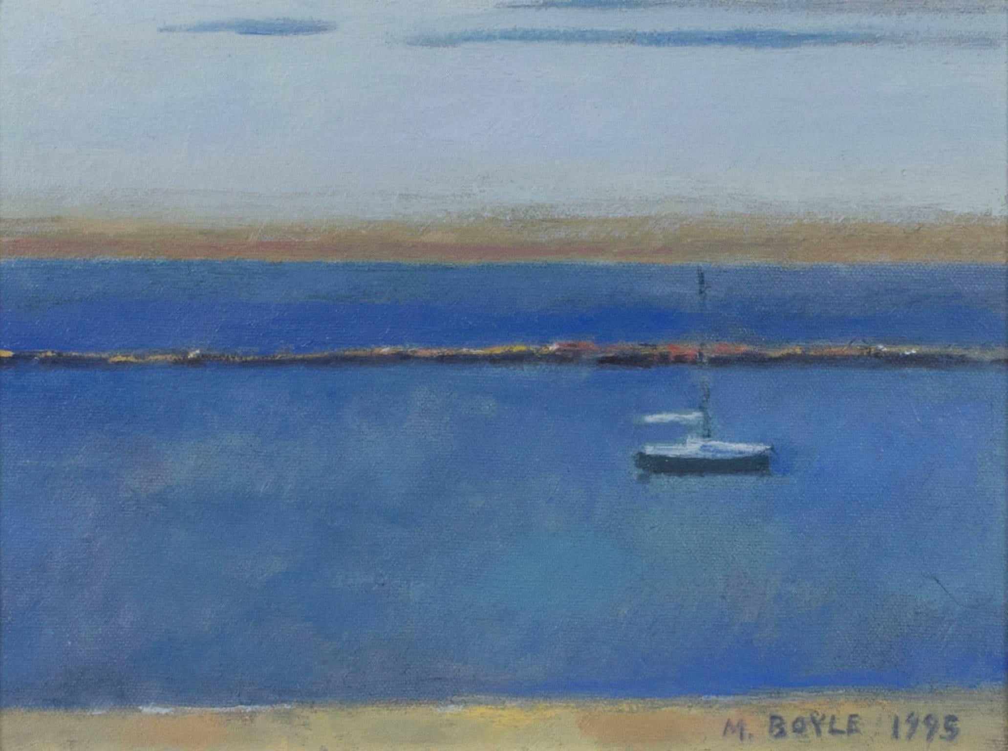 Michael Boyle Landscape Painting - "Lake Michigan Morning, South Shore Park, " Oil painting canvas landscape