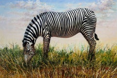 "Grévy's Zebra, " Oil on Canvas signed by Lucre Chura