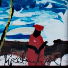 "Dancing on the Sandy Beach of the S. Atlantic Shore, Ghana, Africa, " Acrylic