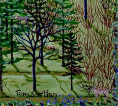"Trapped in New York, " Acrylic on Canvas Field of Trees signed by Tom Shelton