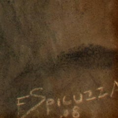 20th century portrait oil painting female subject dark background signed