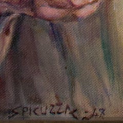 20th century oil painting self portrait male subject glasses pipe signed