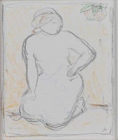 „Untitled (Frau), „Farbstift-Sketch“, signiert von Angelika Thusius