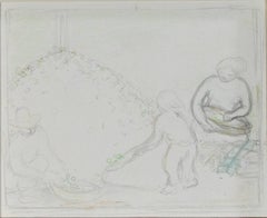 „Ohne Titel (Drei Figuren), „Farbstiftzeichnung von Angelika Thusius“