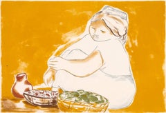 "Untitled (Woman with 2 Baskets and 1 Pitcher), " Original Color Lithograph A.P.