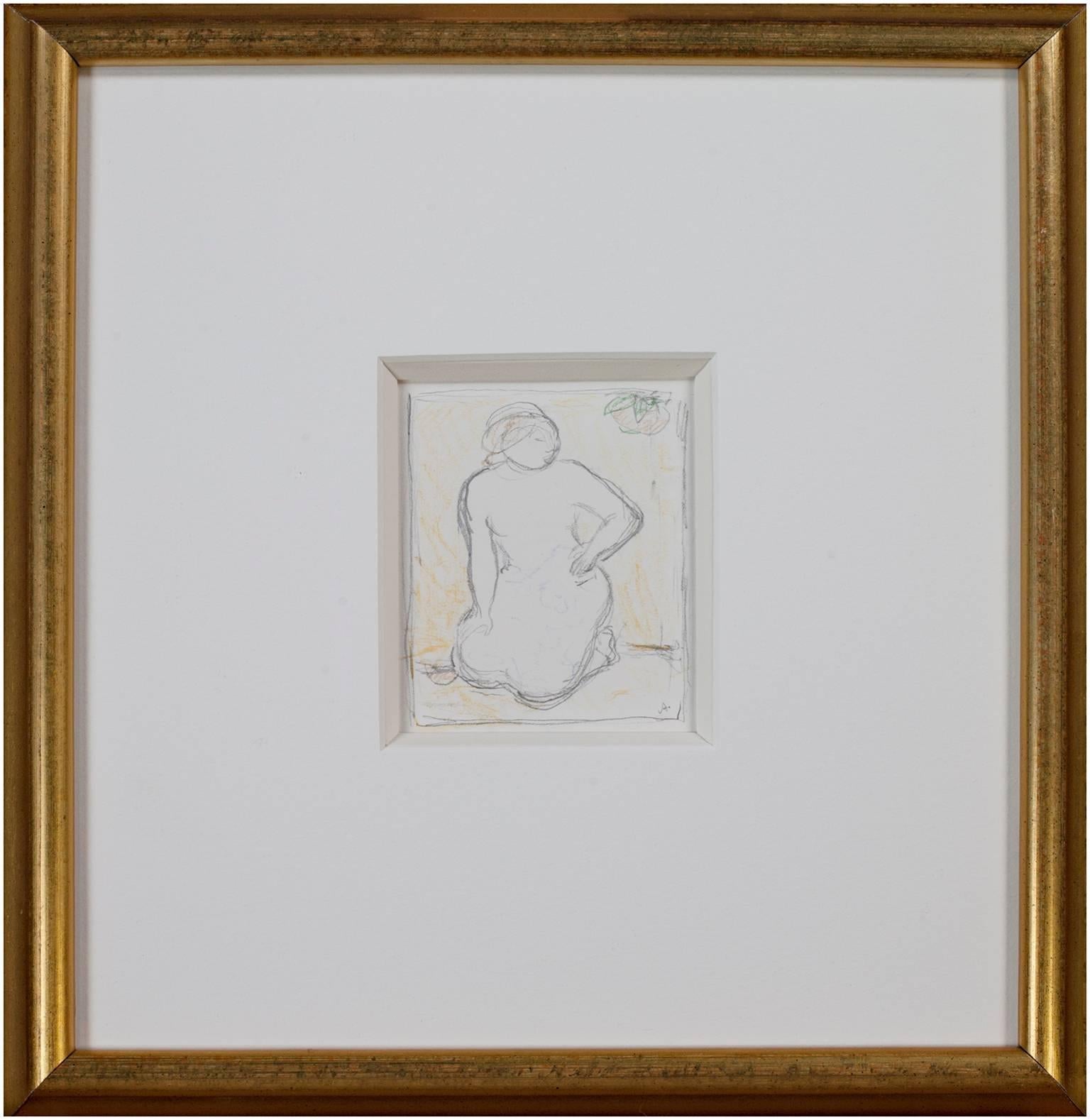 "Untitled (Woman), " Color Pencil Sketch signed by Angelika Thusius