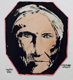"Geronimo - Apache, " Original Lithograph Portrait signed by Leonard Baskin