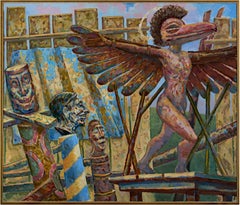 "San Icaremo en el aserradero", acrílico sobre lienzo de Randall Berndt
