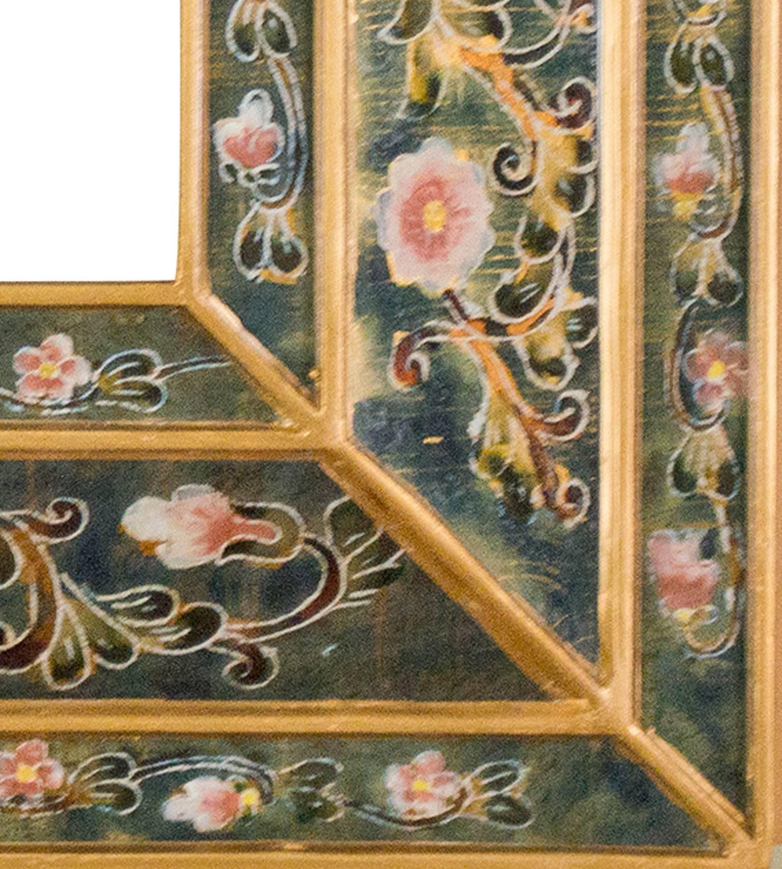 Specchio di vetro dipinto a mano di arte popolare peruviana con motivo primaverile regalo per la mamma colori in vendita 1