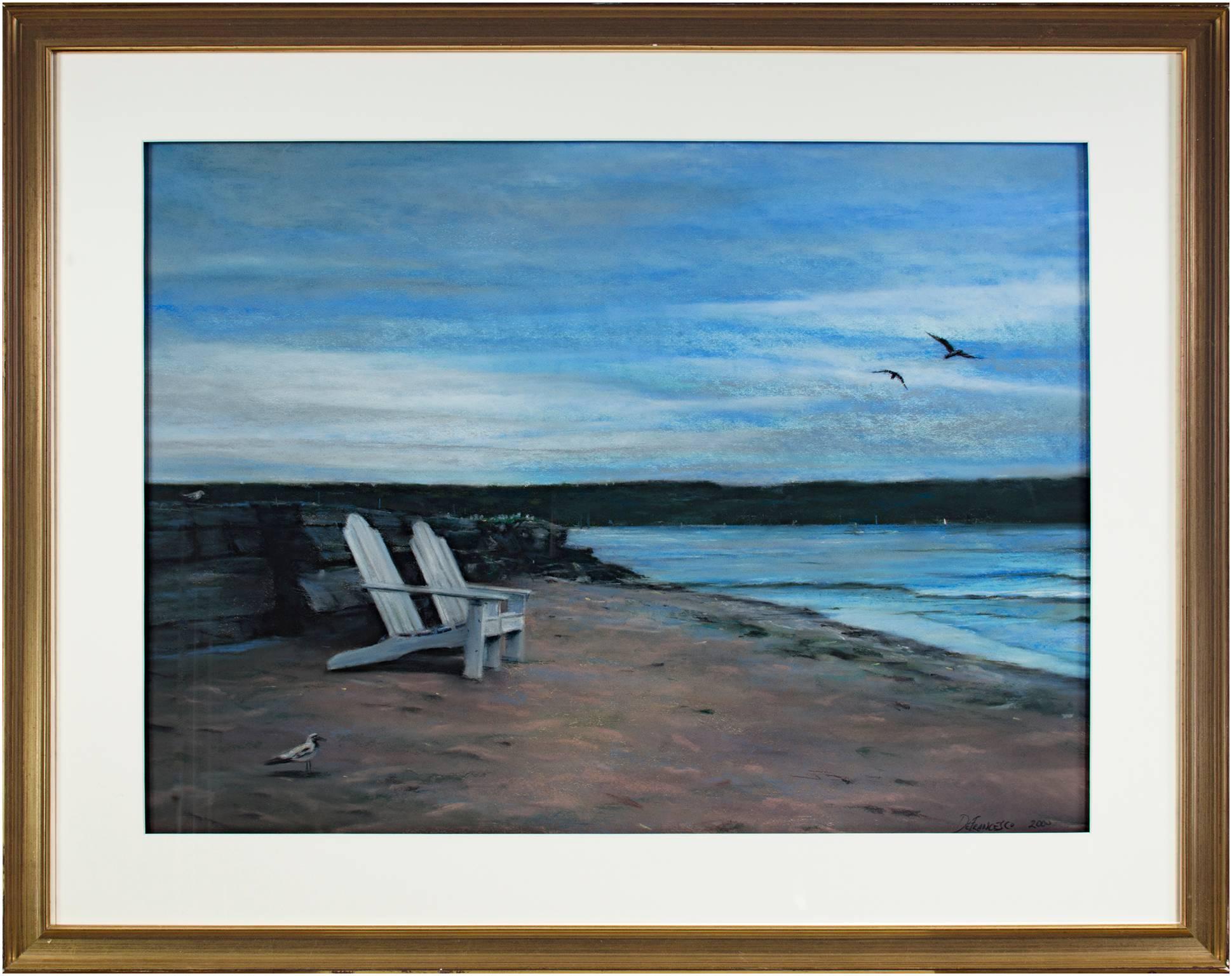 seascape drawing with oil pastels