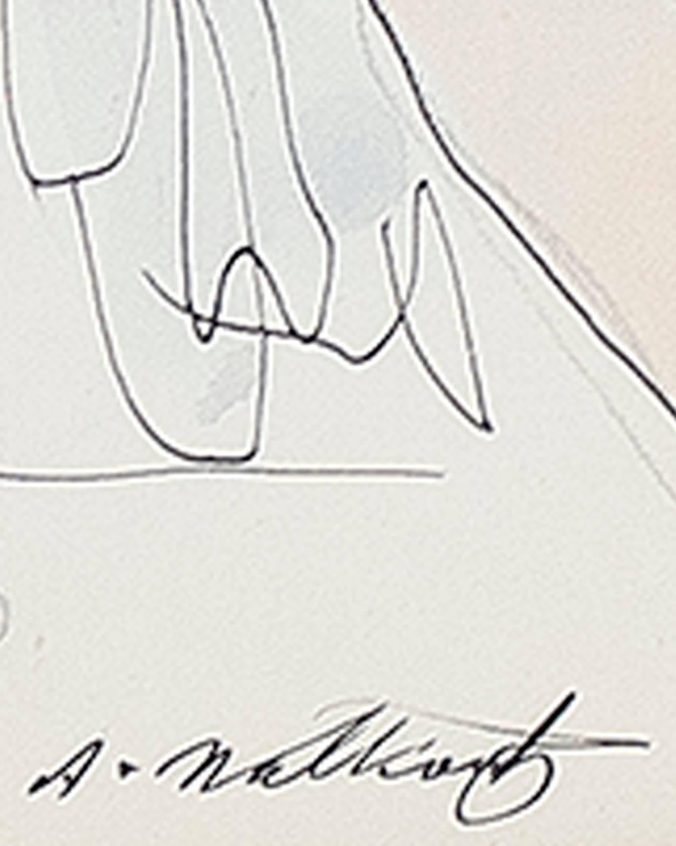 « Isadora Duncan (bleu), crayon, encre et aquarelle signés par Abraham Walkowitz en vente 1